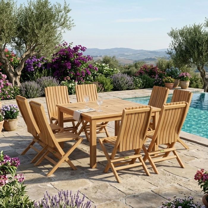 Anderson Teak Windsor Comfort Chair 7-Pieces Folding Dining Set : Set-105A